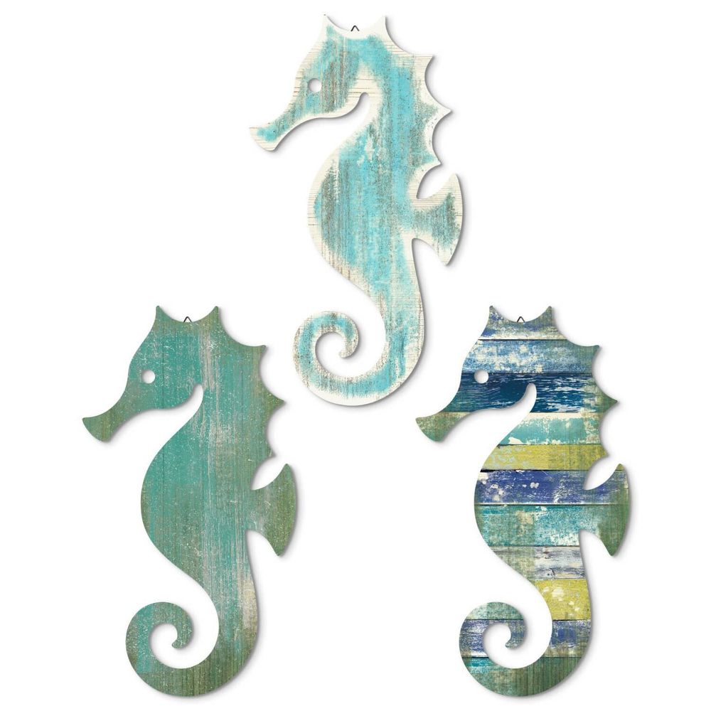 Wood Seahorse Wall Decor Vintage Sea Life Wall Art Ocean Coastal Wall Art Sea👋